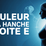 Douleur hanche droite signification silhouette profil cercle rouge