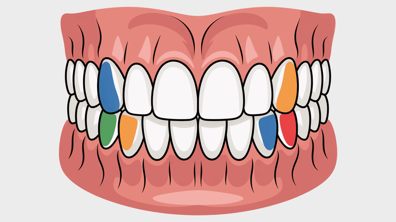 Schéma nombre de dents adulte 32 colorées