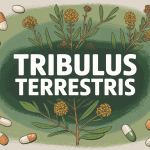 Illustration Tribulus terrestris plante et gélules