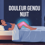 illustration douleur genou au repos la nuit dans un lit