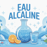 Illustration eau alcaline carafe et verre ambiance fraîche