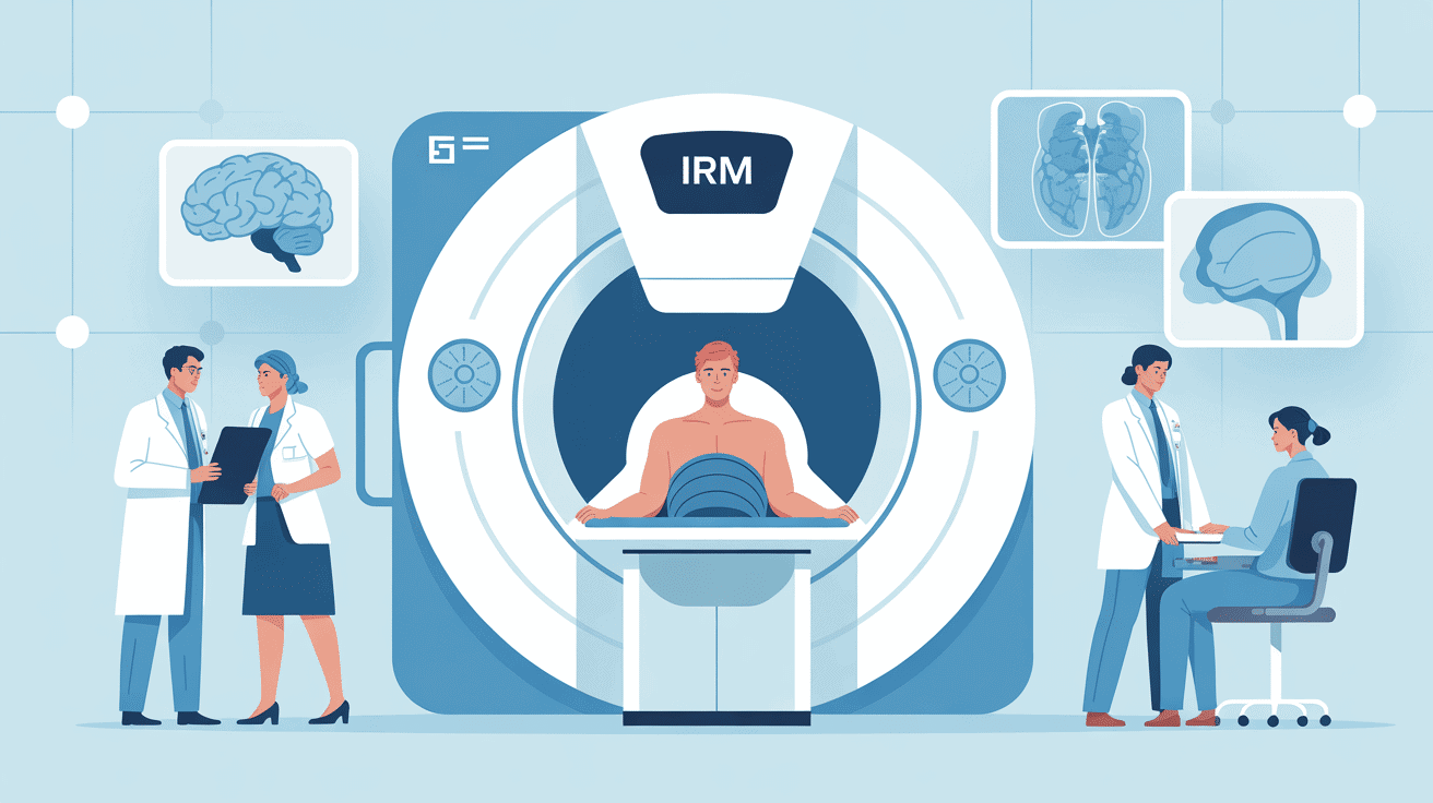 illustration ir examiner irm équipe médicale rassurante