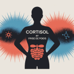 Illustration cortisol et prise de poids silhouette stress métabolisme