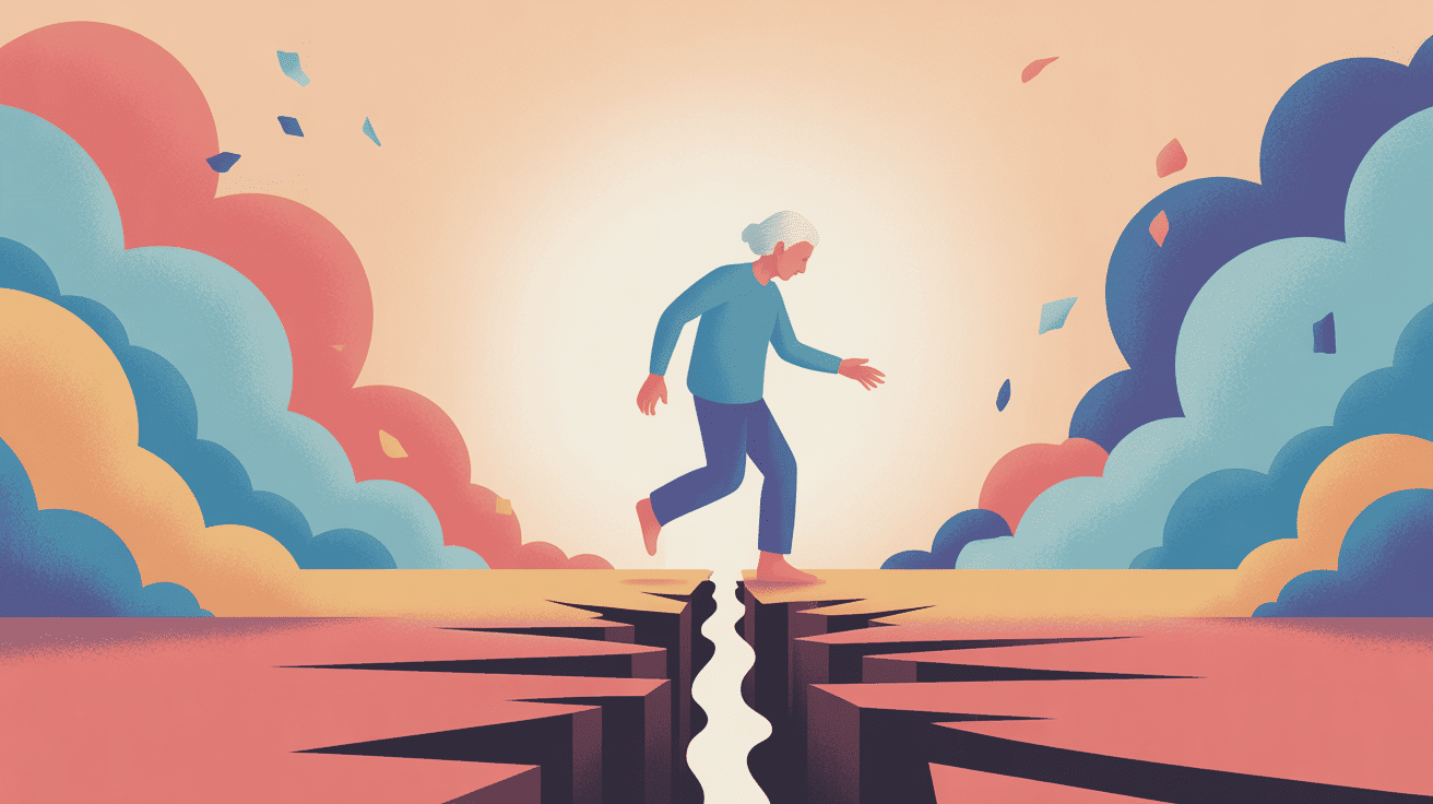 Syndrome de glissement illustration symbolique personne âgée