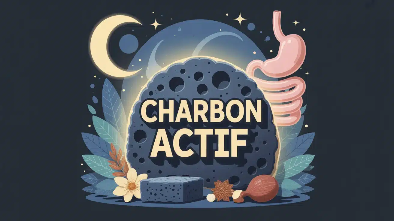 illustration charbon actif digestion nuit lune étoiles