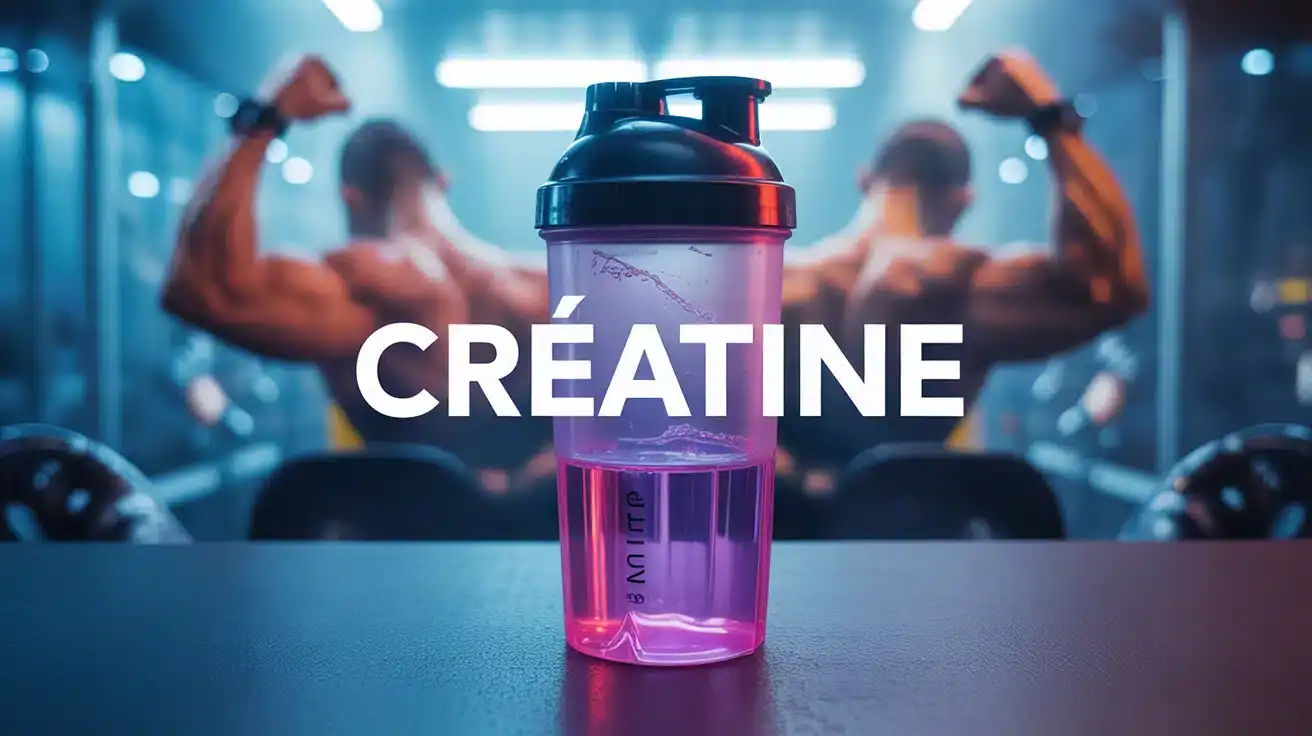 Illustration créatine shaker muscles récupération
