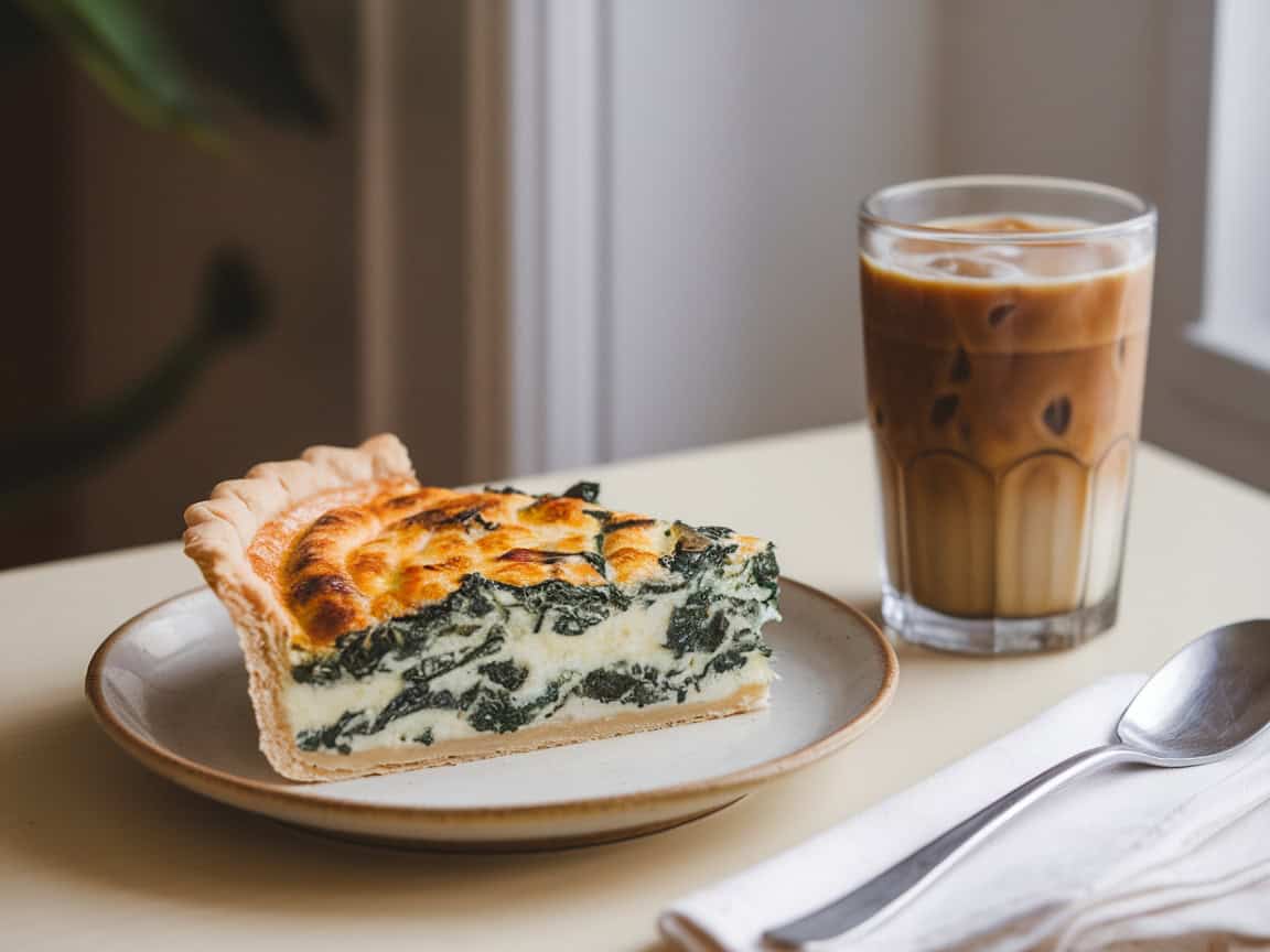 15 Refreshing Treats That Go Perfectly with Iced Coffee for Hot Summer Days 10 10. Spinach and Feta Quiche: A Savory Delight with Iced Coffee