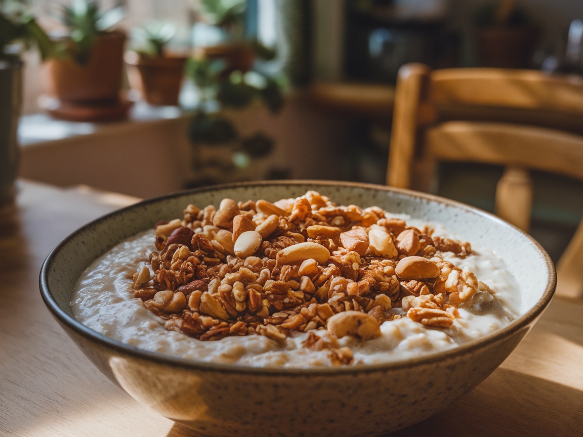 Start Your Day Right with These 15 Coffee-Friendly Oat Recipes 8 8. Honey and Nut Granola Porridge