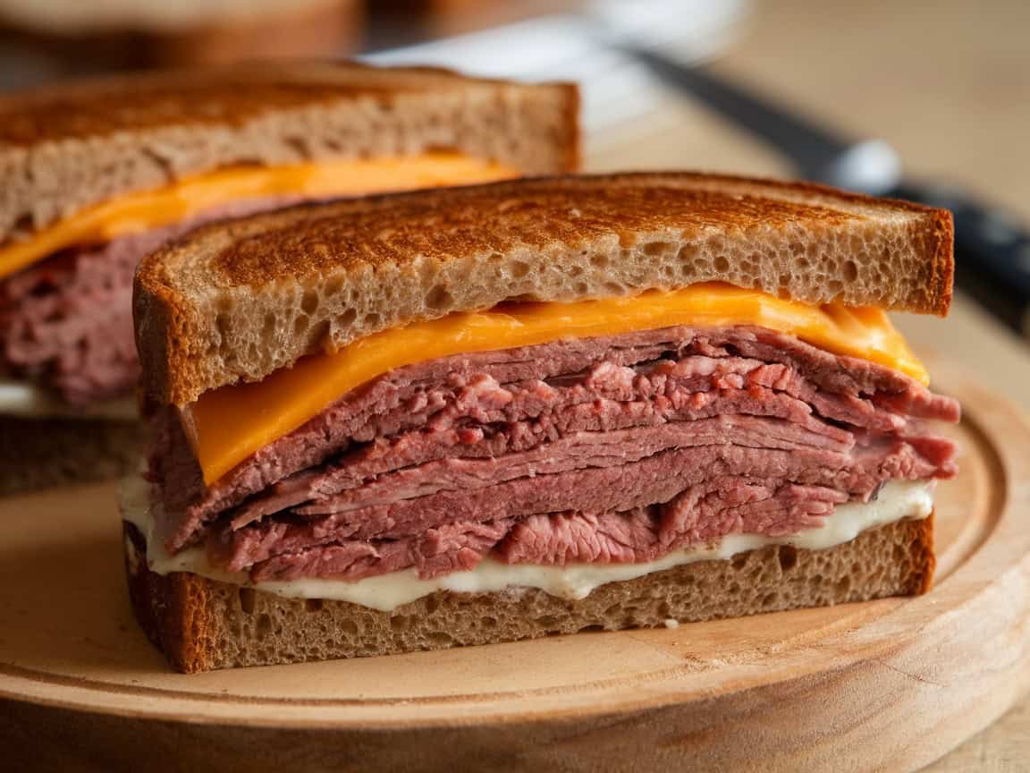 Sandwiches That Go Perfectly With Coffee 9 9. Hearty Harmony: Roast Beef and Cheddar