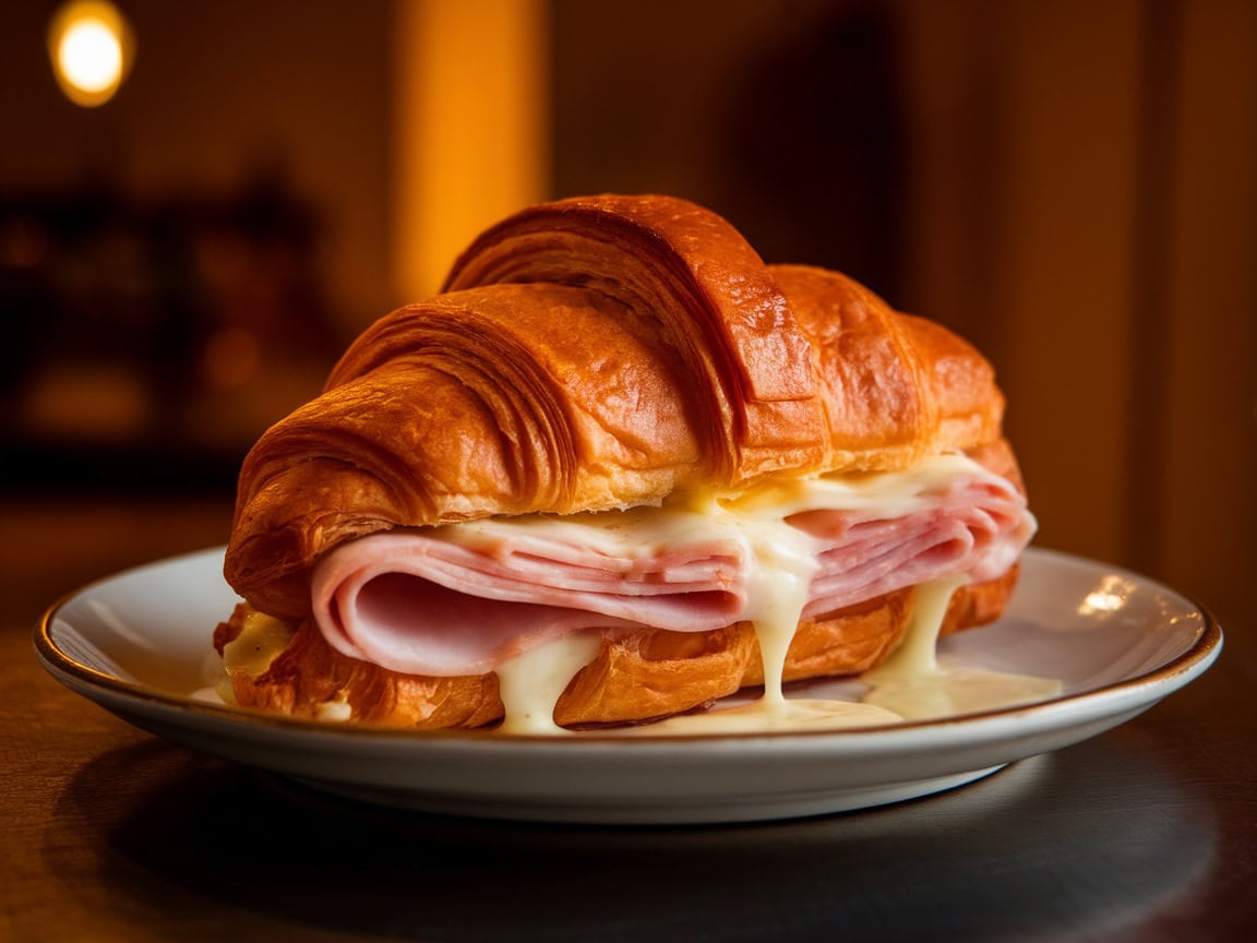 Sandwiches That Go Perfectly With Coffee 1 1. Savor the Blend: Ham and Swiss Croissant Delight