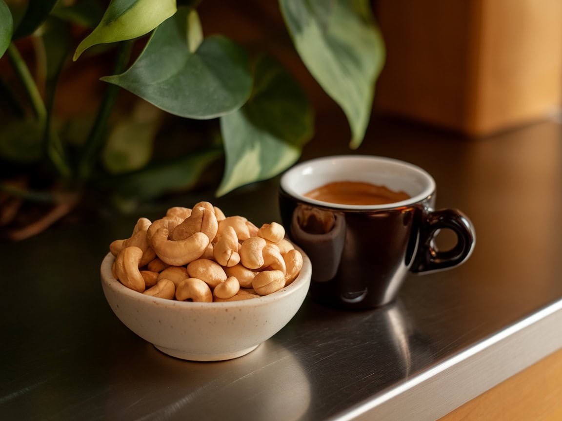 Snack Smarter with These 15 Coffee and Nut Pairings 6 6. Buttery Cashews for a Smooth Coffee Pairing