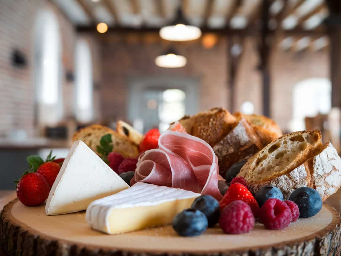 Indulge in These 15 Cheese and Meat Platters Alongside Your Coffee 1 1. Gourmet Breakfast Board with Soft Cheeses and Prosciutto