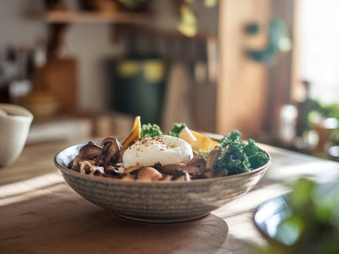 Breakfast Bowls That Pair Perfectly With Coffee 14 14. Mushroom and Kale Savory Breakfast Bowl