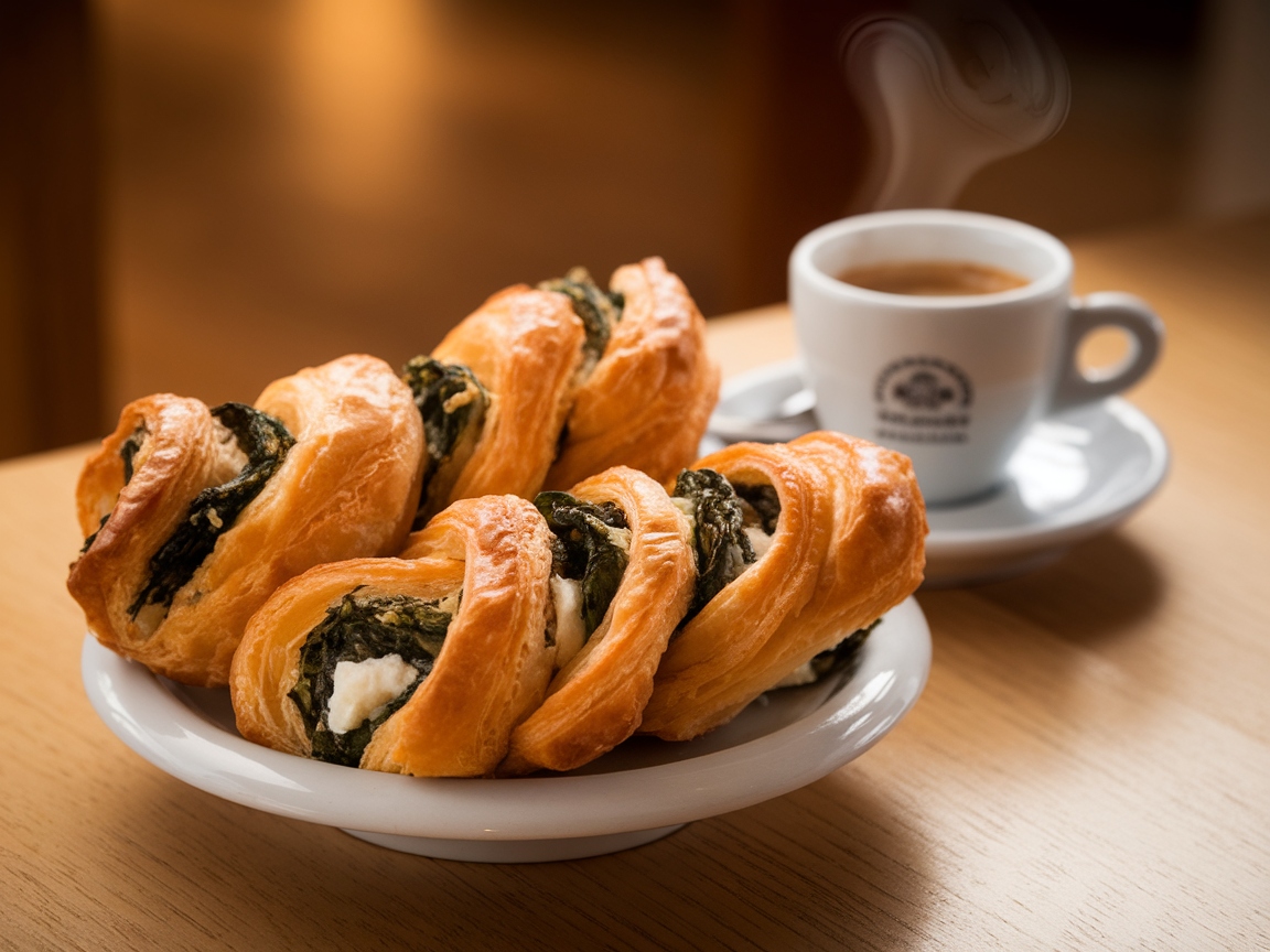 15 Savory Snacks That Are Surprisingly Perfect with Coffee 10 10. Spinach and Ricotta Puff Pastry Twists