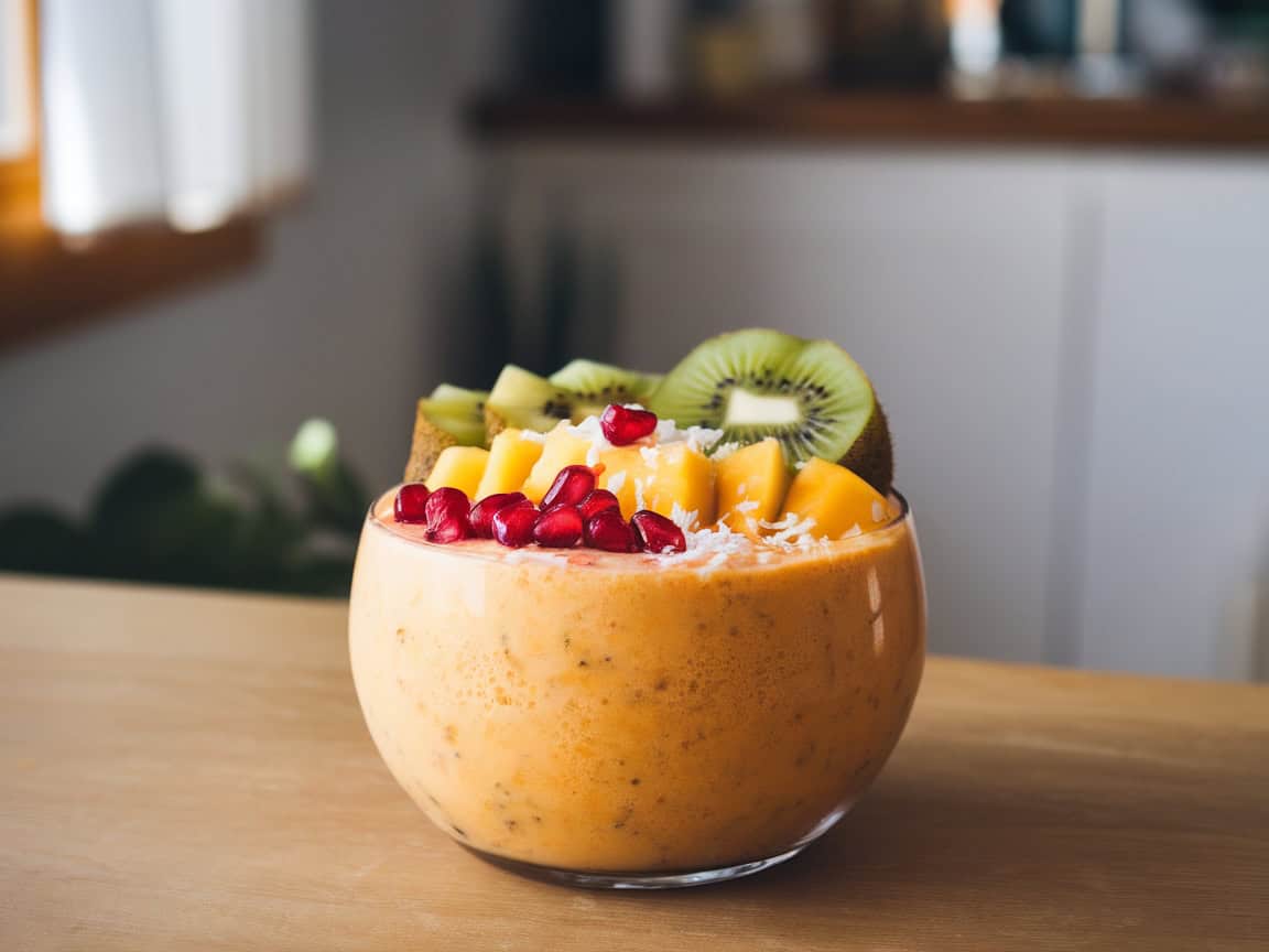 Breakfast Bowls That Pair Perfectly With Coffee 3 3. Tropical Smoothie Bowl Bursting with Fruits