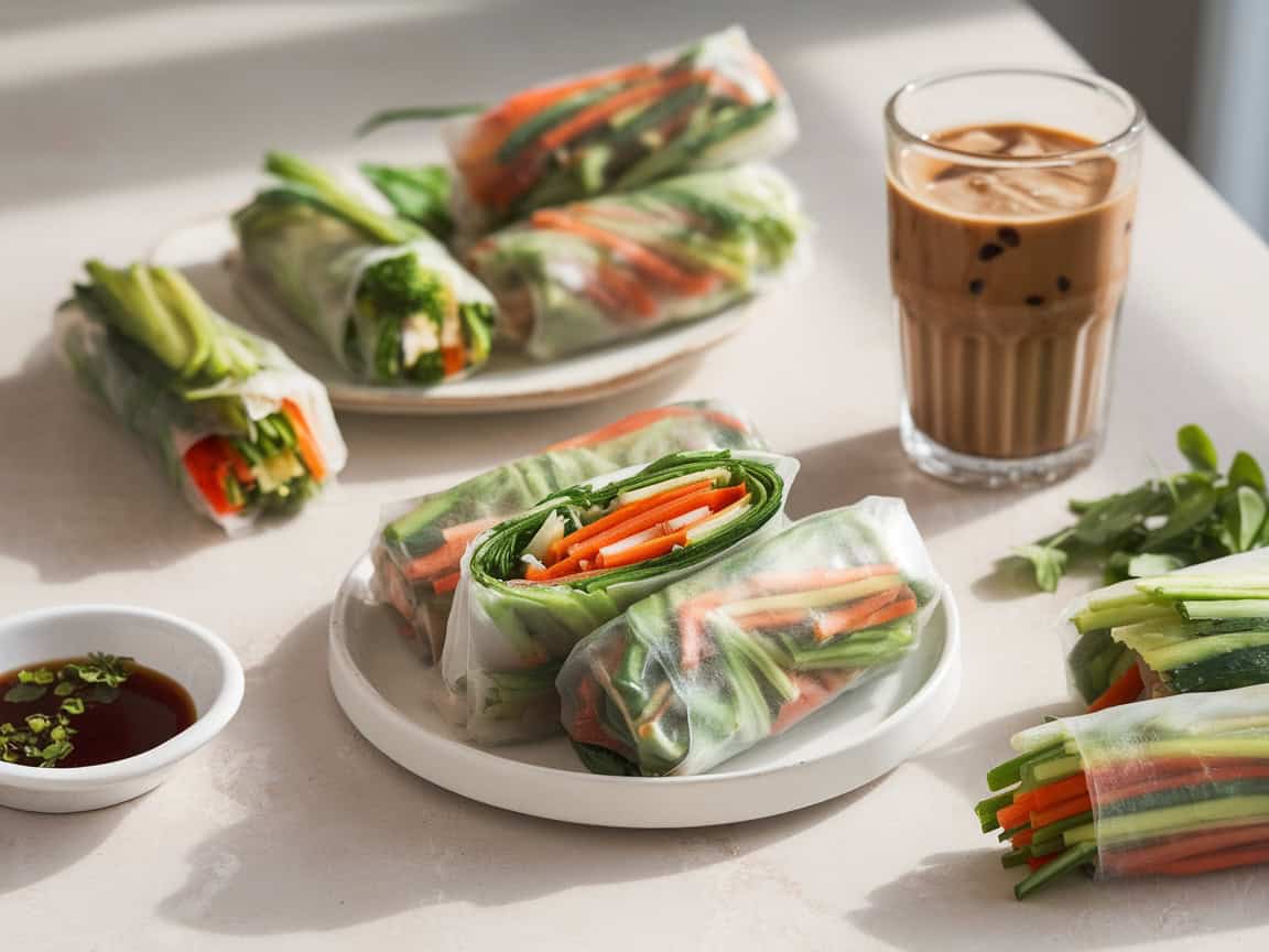 15 Refreshing Treats That Go Perfectly with Iced Coffee for Hot Summer Days 13 13. Vegetable Spring Rolls: Light and Crisp with Your Cold Brew