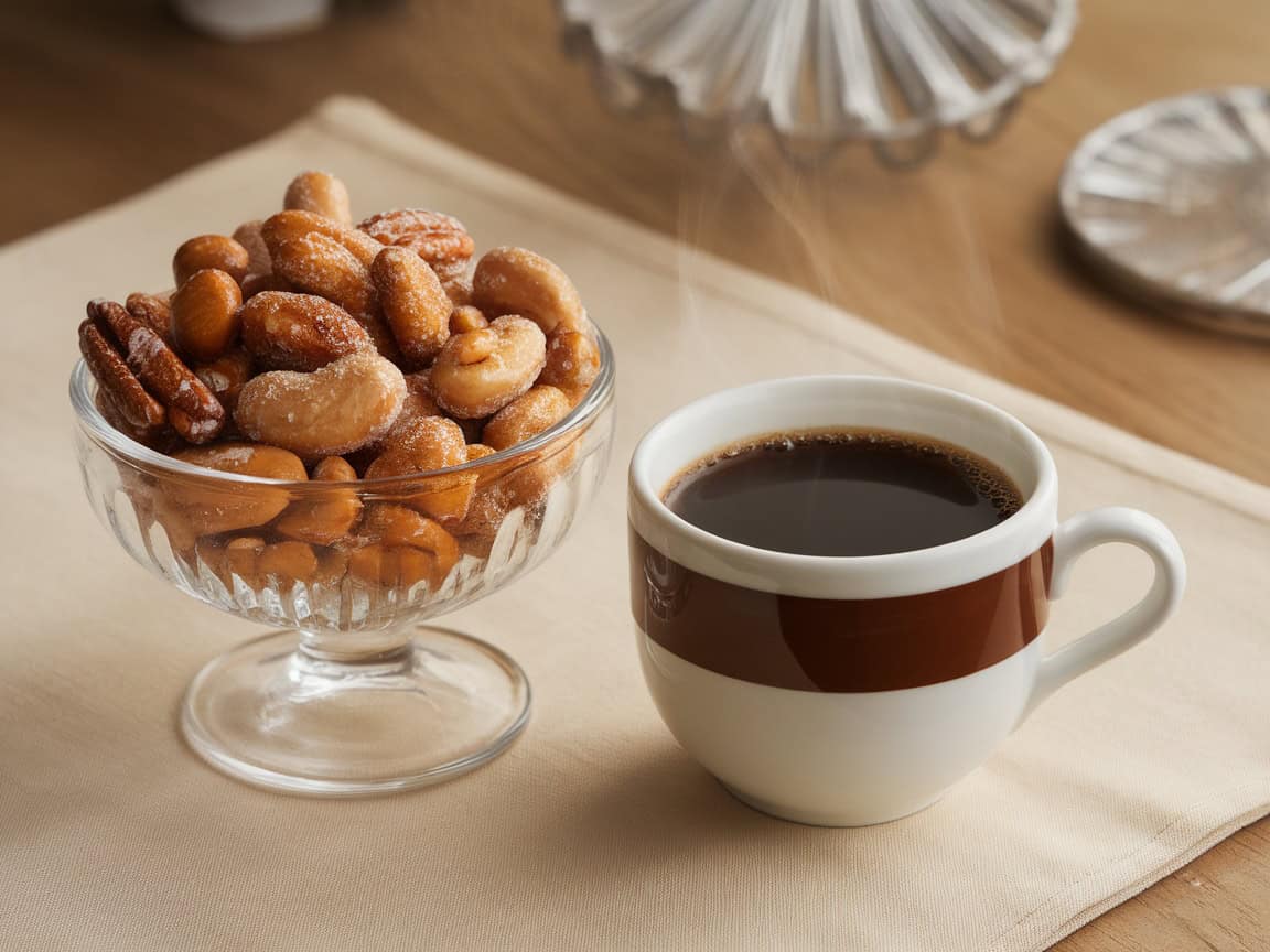 Snack Smarter with These 15 Coffee and Nut Pairings 10 10. Candied Nuts for a Sweet and Crunchy Coffee Companion
