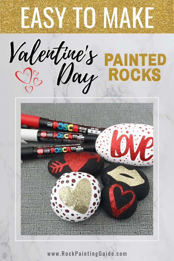 How to make Quick and Easy Valentine Glitter Painted Rocks 3 glitterrocks