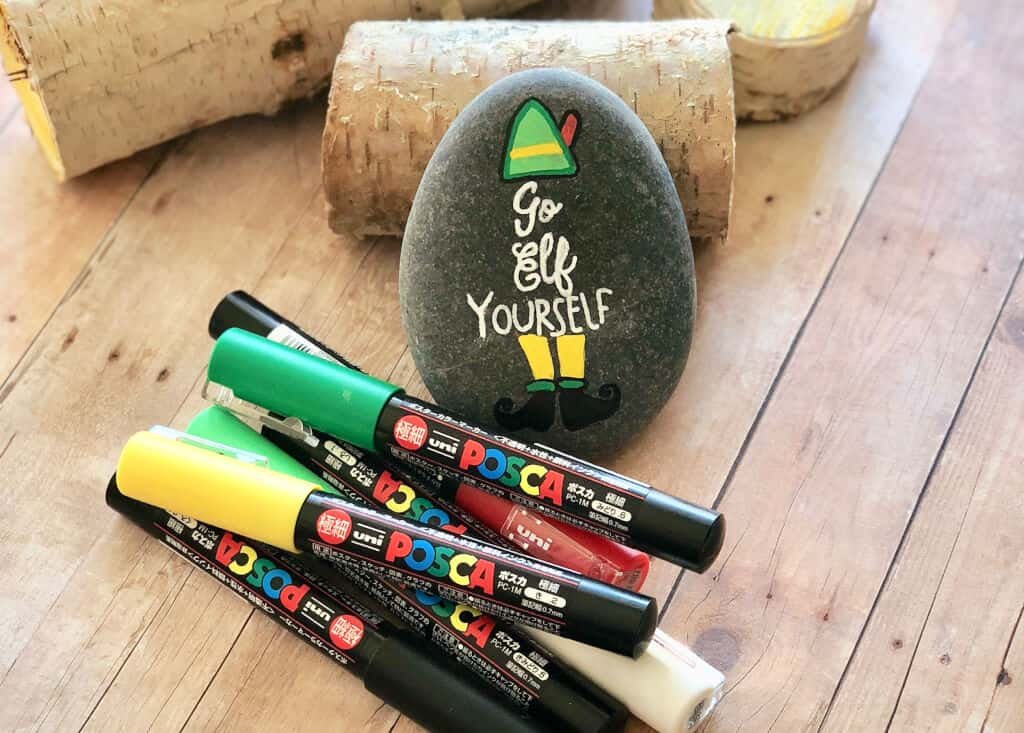 Easy to Make Silly Christmas Rock Painting Ideas that will make you smile 4 Go Elf Yourself rock