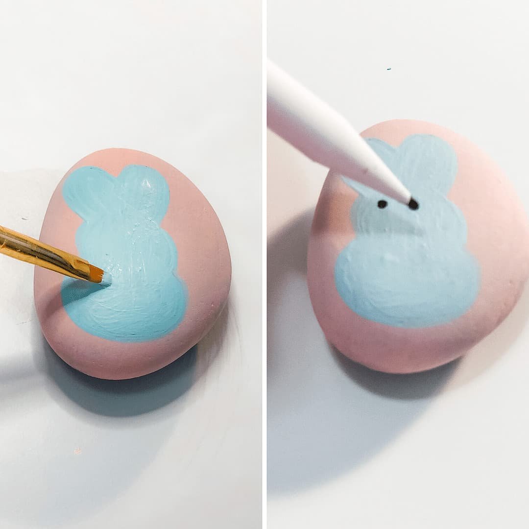 How to Make Cute Peeps Bunny and Chicks Painted Rocks 6 peeps bunny painting rocks