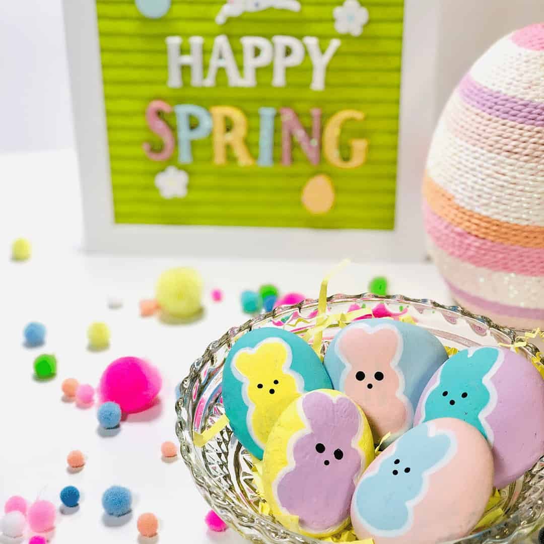 How to Make Cute Peeps Bunny and Chicks Painted Rocks 4 peeps bunny painted rocks