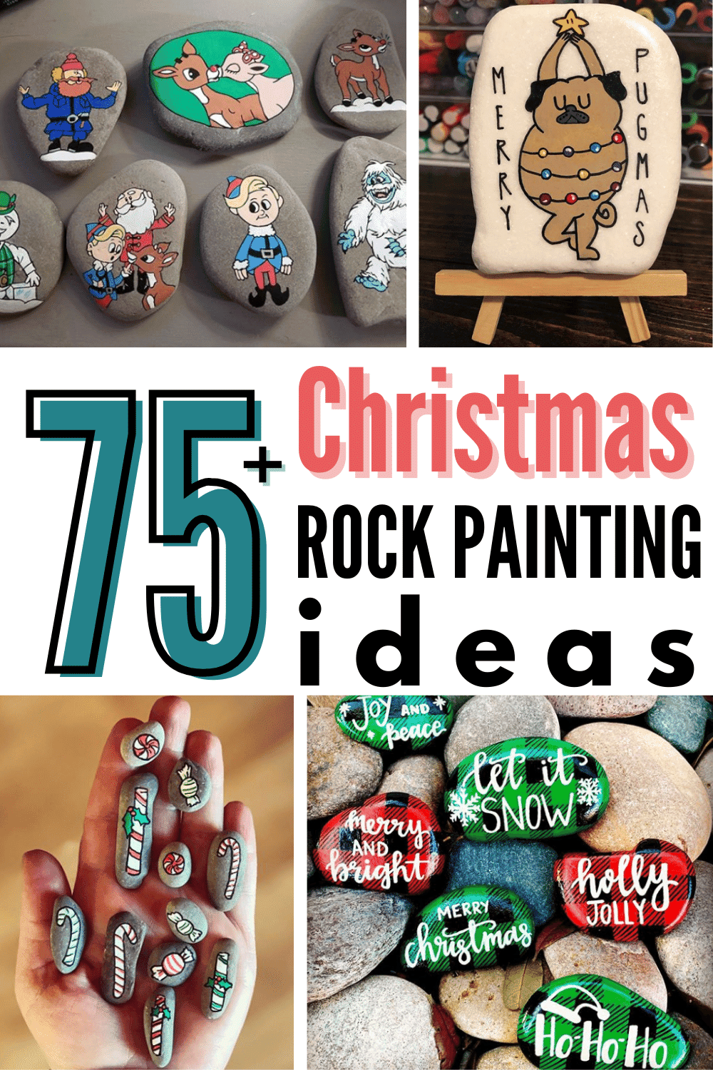 75+ of the Best Christmas Painted Rocks of Instagram 43 rock painting graphic
