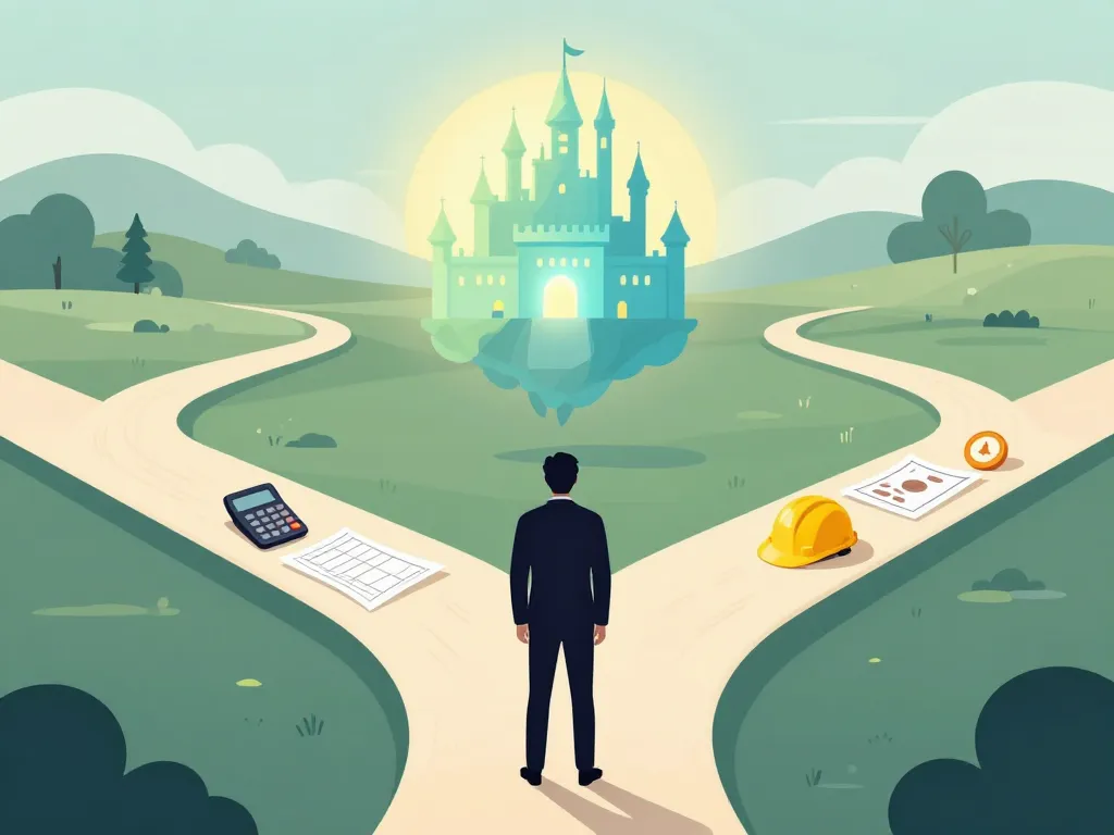 illustration metaphorique chateau a vendre reve realite