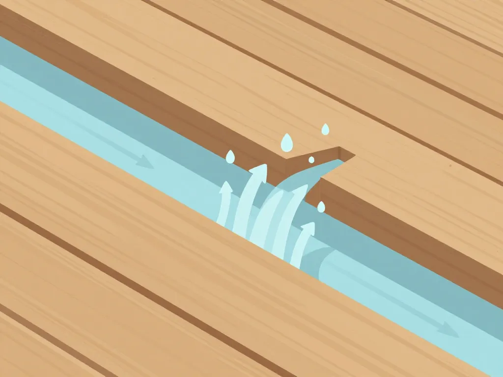 Schéma espace entre lame de terrasse ventilation drainage bois