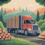 prix d'un semi remorque de bois de chauffage en 2m camion et bois empilés