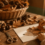 bricolage automne maternelle avec feuilles et pommes de pin