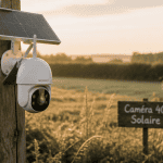 caméra 4g solaire installée sur poteau champ