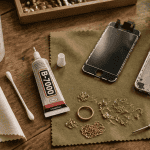 colle b-7000 sur plan de travail avec accessoires