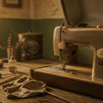 entretien machine à coudre vintage sur table outils