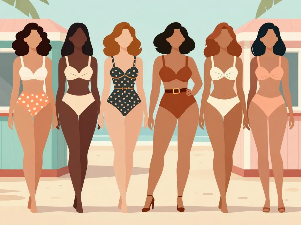 Différents styles de maillot de bain vintage selon morphologie