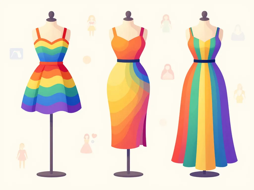 Comparatif de robes arc en ciel différentes longueurs et coupes