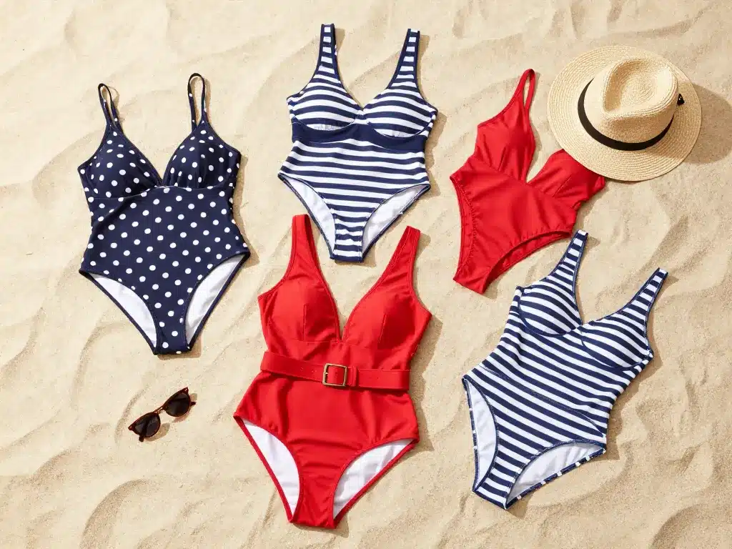 Sélection de styles iconiques de maillot de bain vintage sur sable