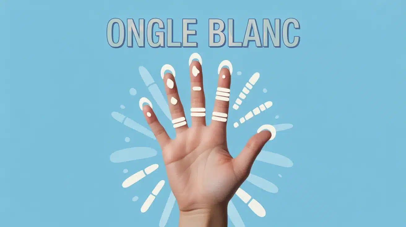 main avec ongle blanche et taches