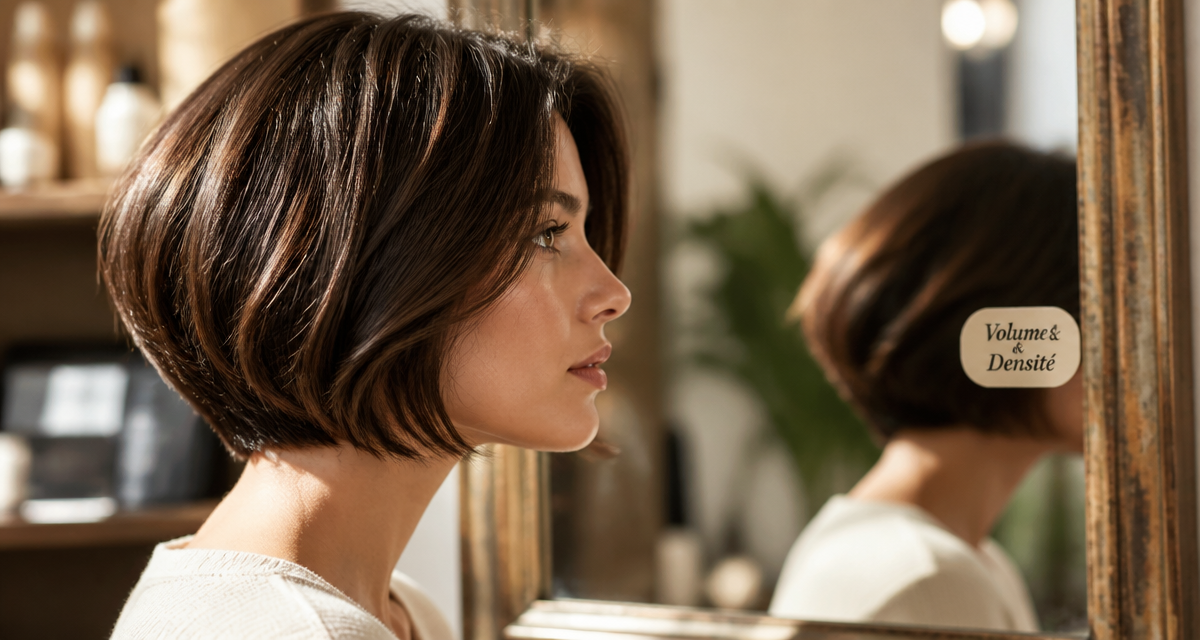 coiffure cheveux fins avec volume devant miroir