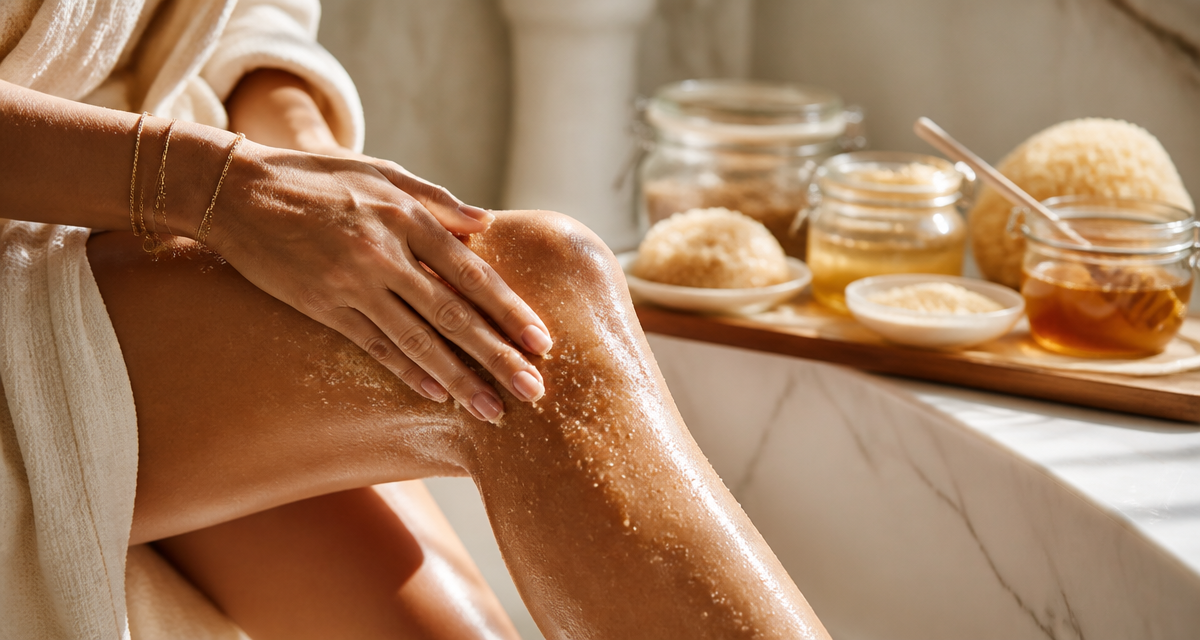 comment faire un gommage corps maison sur jambe