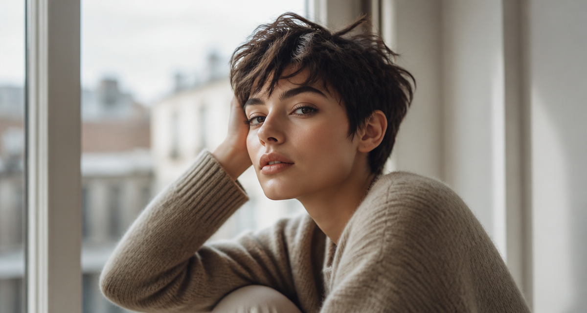 effet décoiffé femme coupe courte cheveux épais et volumineux