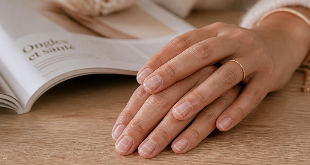 lignes blanches sur les ongles mains soignées