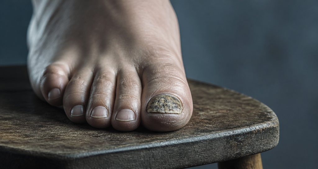 ongle pied qui pourrit vue macro