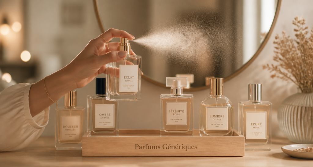 parfums generiques flacons alignés