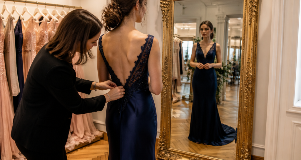 robe de soirée lyon essayage miroir boutique