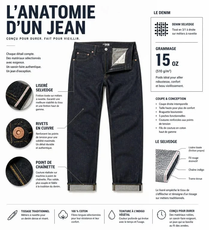 Anatomie d'un jean de qualité : détails techniques d'une marque de jeans premium