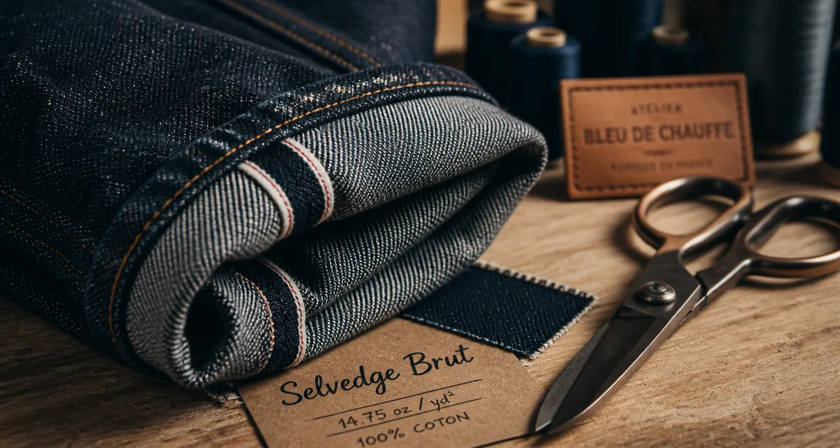 Marque jeans : atelier selvedge brut, tissu denim