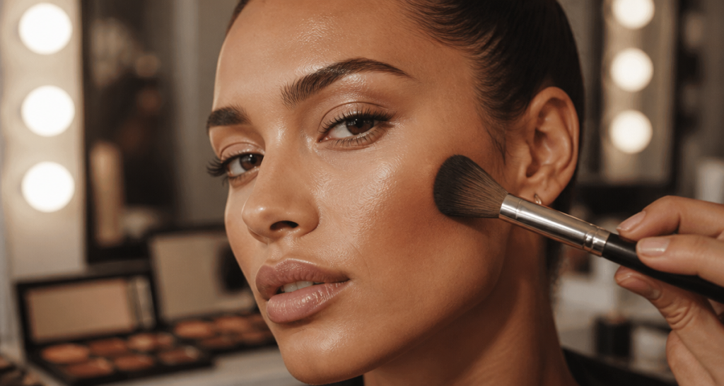 ou mettre le bronzer sur le visage femme