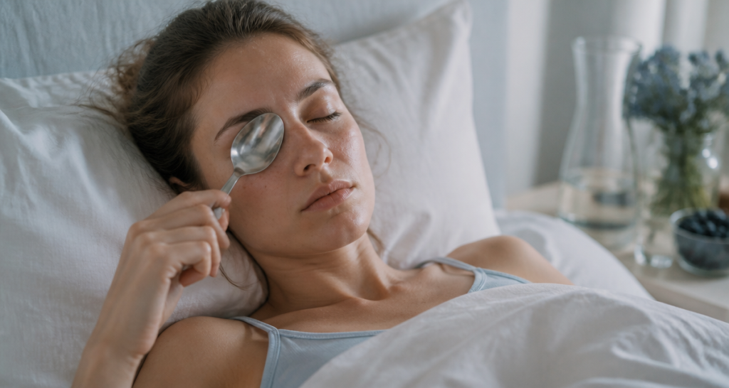paupière gonflée remède grand-mère femme cuillère froide
