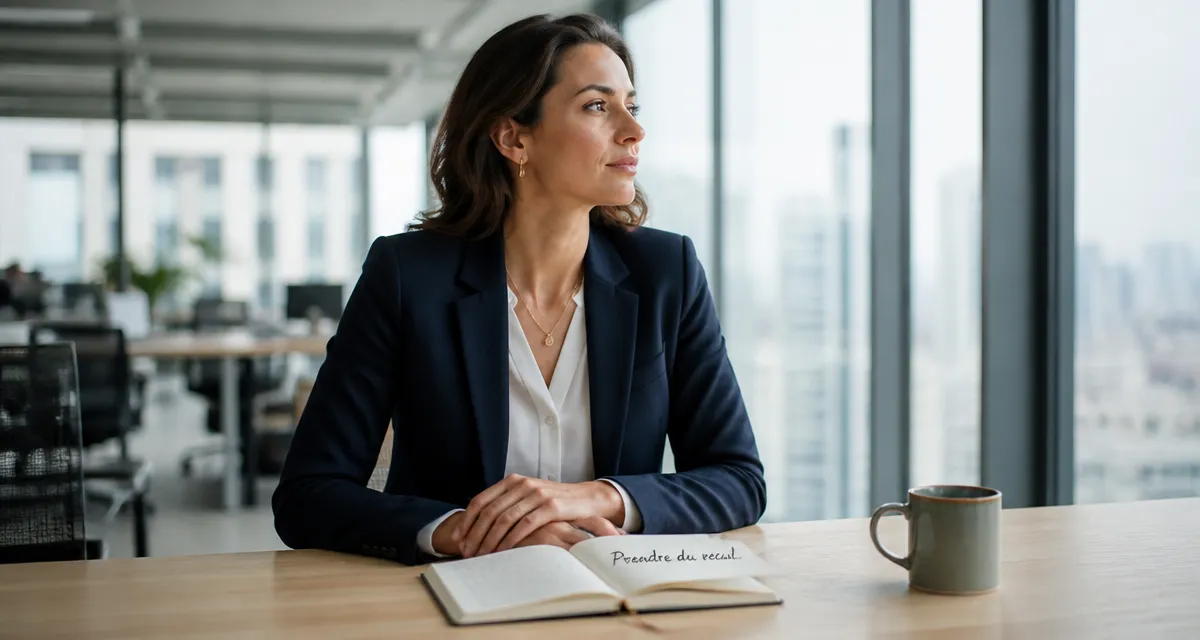 Prendre du recul au travail femme carnet open-space