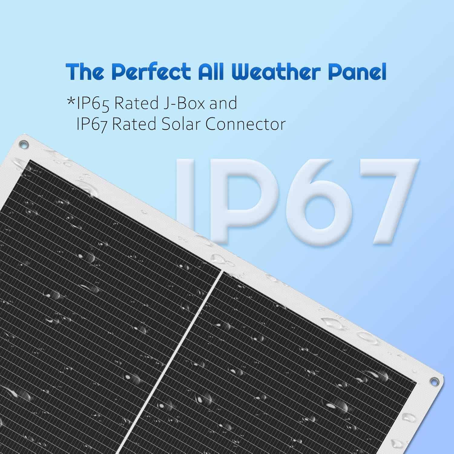 Alrska Flexible Solar Panel, Monocrystalline Semi-Flexible Solar Panels Bendable Mono Off-Grid Charger for Marine, RV, Cabin, Van, Car and Uneven Surfaces (3)